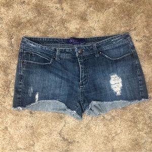 Miley Cyrus Max Distressed Denim Shorts